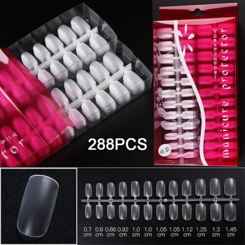288pcs/box Ultra Thin Clear Full Cover False Nail Tips ABS Acrylic Matte Fake Nails frosted surface Faux Ongles press on nails