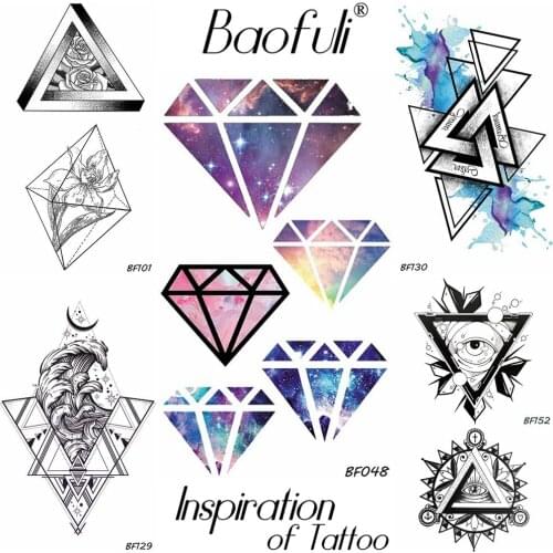 BAOFULI Geometry Flash Diamond Temporary Male Tattoo Galaxy Body Art Painting Arms Legs Tatoos Watercolor Fake Tattoo Stickers