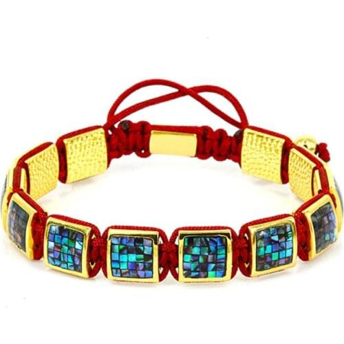 Red Snake String Shell Bracelet Men Jewelry 2017 Braiding Charm Bracelets for Men Fashion Bracelet Homme Valentine Gift