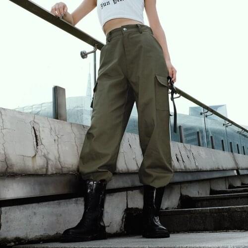 Women’s Korean Casual Trousers Fashion Solid High Waist Beam Feet Pants Straight Casual Pocket Daily Wear Autumn Trousers female