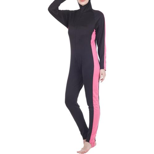 Burkini Muslim One-piece Swimsuit Women Fashion Sunscreen Wetsuit Surfing Suit Islamic Clothing Zip Borkini Muslim Swimwear