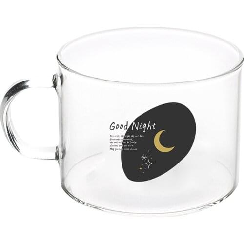 Household Large-Capacity Transparent Water Cup Milk Breakfast Cup With Handle Glass 500ml Practical and durable juice cup