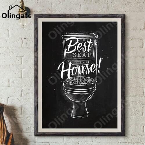 Black White Quotes Wall Art Toilet Sign Brush Teeth Canvas Poster Picture One Piece Canvas Painting Home Living Room Decoration