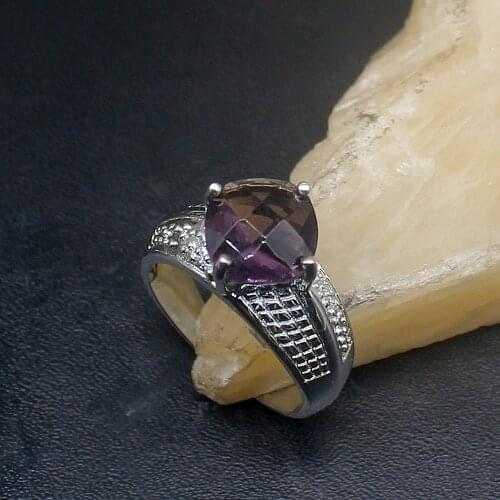Gemstonefactory Jewelry Big Promotion Single Unique 925 Silver Delicate Purple Amethyst Hot Women Men Gifts Rings 8# 20213148