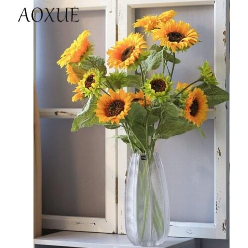 62/92cm Artificial Sunflower Bouquet Silk Fake Flower High Quality Flowers Home Garden Party Wedding Decoration DIY