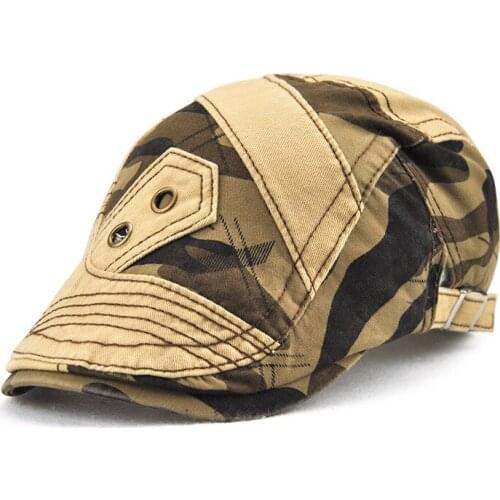 Camouflage Beret Sway Cap for Men Visor Hat 100% Cotton High Quality