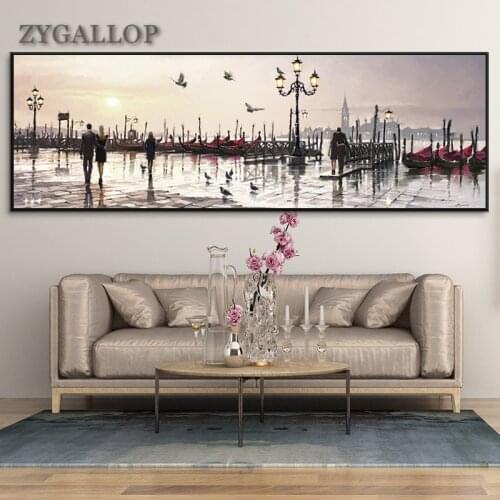 Venice and Paris Oil Painting City Landscape Print Poster Large Canvas Painting Wall Art Cuadros Wall Pictures for Living Room