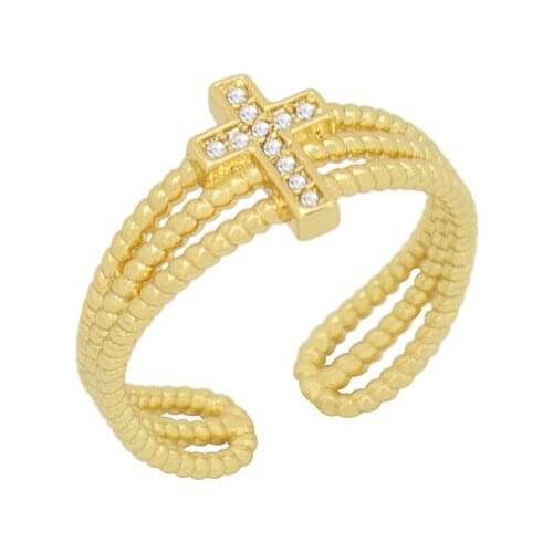 Classic Religion Cross Ring for Women Sideway Anniversary Jewelry Gifts Cubic Zirconia Faith Cross Finger Rings anillos mujer