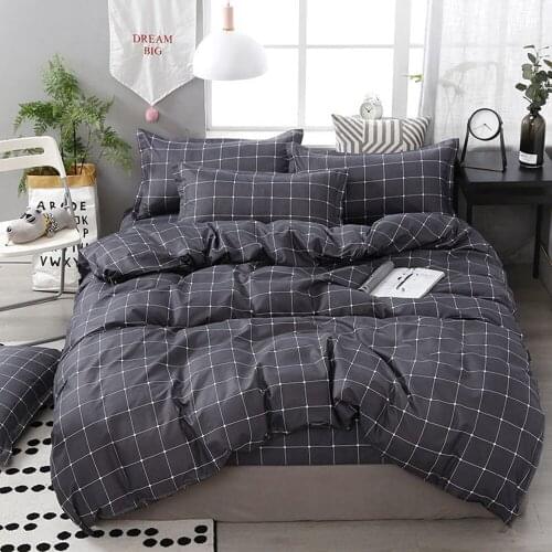 Nordic Style Bedding Set Printed Sheet Plaid Duvet Cover Pillowcases 3/4pcsSingle Double Queen King Home Textiles