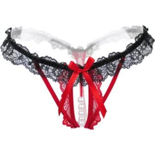 Lace Women Thongs And G Strings Sexy Pearls Tangas Women Sexy Panties Female Erotic Lingerie Bragas Sex P Culotte Femme