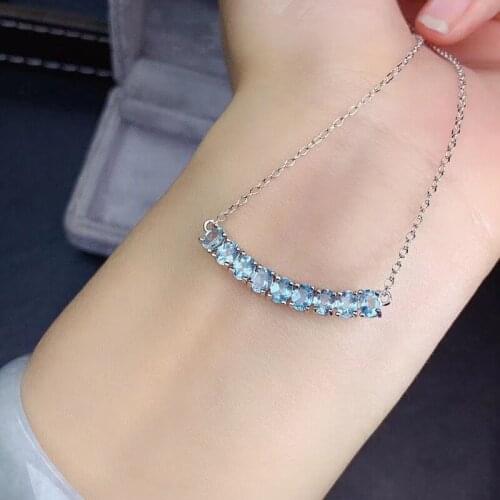 Natural Aquamarine Pendant, 925 Silver, Simple Style, Natural Gems, Clean Quality, Cheap Price