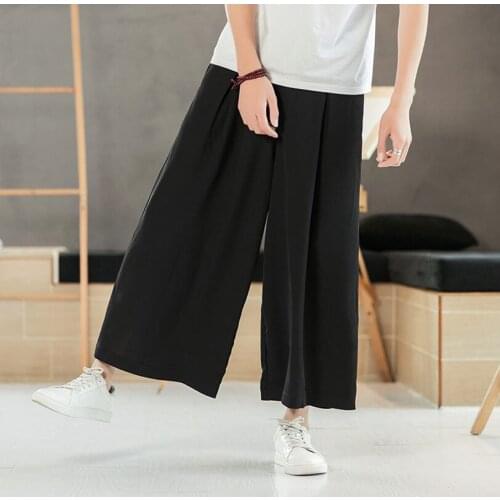 Harajuku Men Pants Solid Big size Harem Pants ankle Length Wide Leg Baggy cotton linen Trousers plus size Pantalon M-8XL
