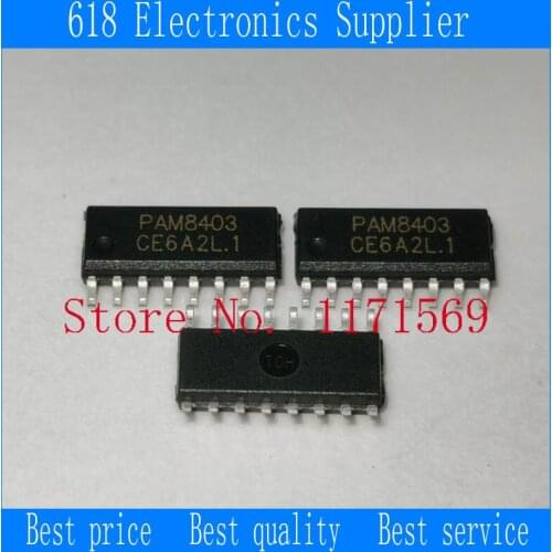 100% New 10pcs/lot PAM8403DR-H PAM8403DR PAM8403 SOP16 3w*2 Non-filter stereo D-level audio amplifiers