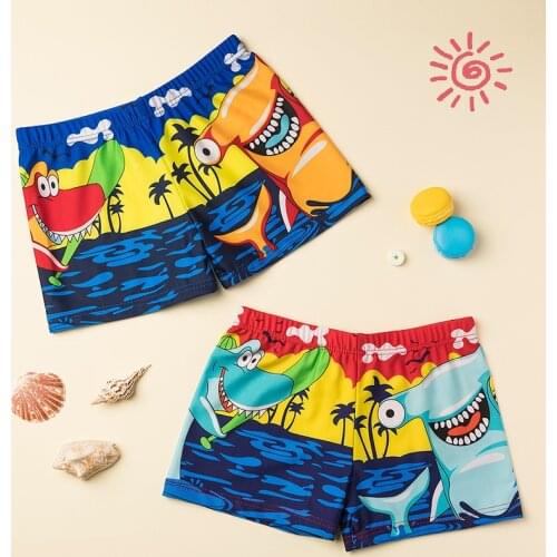 2021 New Fashion Cartoon Print Swimwear Kids Boy Swim Trunk Beach Short For Toddler Children Swimming Short Swimsuit