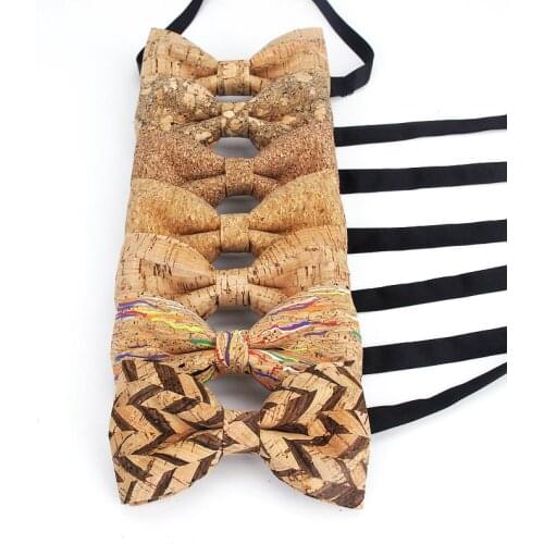 New Luxury Cork Wood Mens Bow Tie Wooden Bow Ties Handmade Stripe Bowtie For Men Wedding Party Accessories Neckwear Butterfly