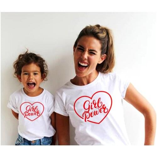 1pcs Mom Daughter Matching Shirt Baby Girl Power T-Shirt Family Outfit Clothes Summer Short Sleeve Casual T Shirt Family Look