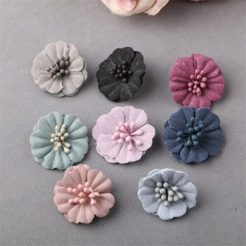 Wholesale 50PCS/Lot Handmade Jewelry Fabric Flower Crafts Fit for Girls Hair Jewelry Clips Headband Wedding Shoes Decoration