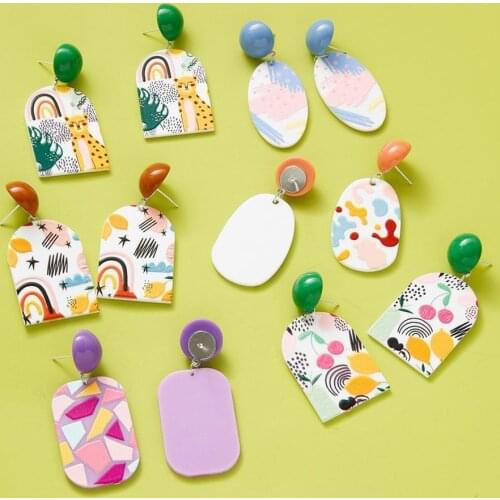 3D Painted Oil Painting Dangle Earrings for Women Creative Multiple Colour Drop Earring Korea Fashion Jewelry Gift