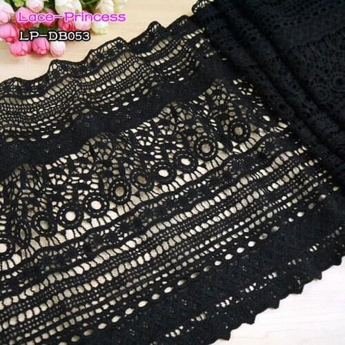 Width 35CM black polyester hollow embroidery Lace fabric skirt hem costumes Accessories Wedding Sewing Edge lace trim DB053