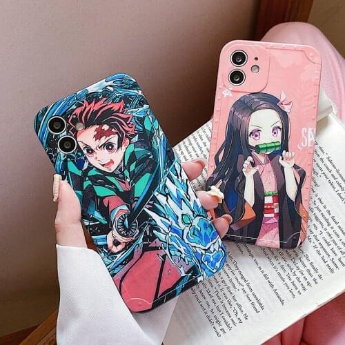 Cartoon Anime Luxury Demon Slayer Silicone Phone Case For Iphone 11 12 Pro X Xs Max XR 7 8 Plus 12 Mini SE Cute Soft IMD Cover