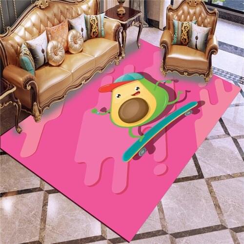 Cute Expression Avocado Printing Short Plush Home Decoration Bedroom Floor Mat Water Absorption Anti Slip Bathroom Floor Mat