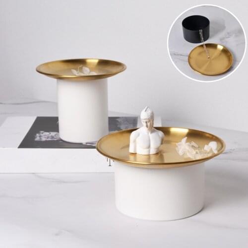 Dry Fruit Plate Cosmetics Tray Snacks Dishes Keys Storage Box Desktop Sundries Tank with Metal Cover