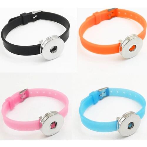 DIY snap Jewelry Candy colors silicone Rubber Leather snap bracelet for women boys girls gift BS2163