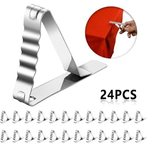 24 PCS Picnic Table Cloth Clip Outdoor Camping Indoor Table Cover Table Cloth Clip Triangle Wave Garden Dining Table Silver