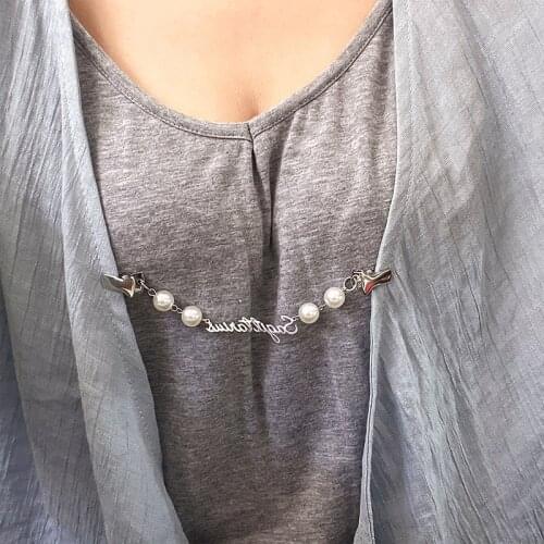 New Stainless Steel Faux Baroque Pearls 12 Zodiac Constellations Love Women Sweater Cardigan Shawl Collar Clip Cloth Accessories