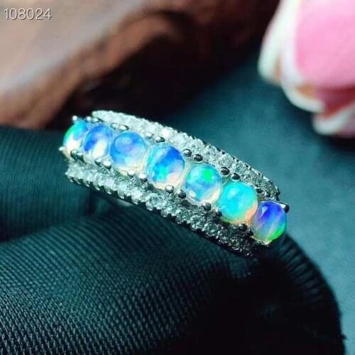 100% Natural Opal Ring for Girl Birthday Gift 4*4mm Colorful Gemstone Fine Jewelry Real 925 Solid Sterling Silver