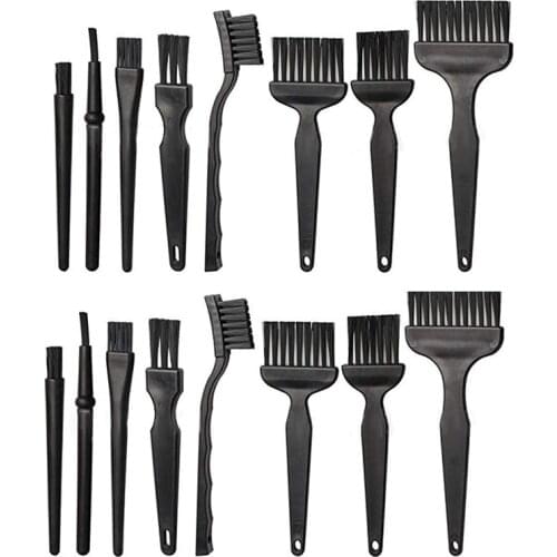 16 Portable Plastic Handle Anti Static Brushes Small Spaces Cleaning Brushes Computer Keyboard Cleaning Brush Kit Black