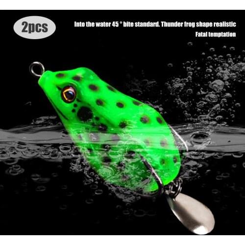 2 Pcs Frog Shape Lure Ray Frog Topwater Fishing Crankbait Lures Artificial Soft Bait Sequined Modified Frog Fishing Accessories