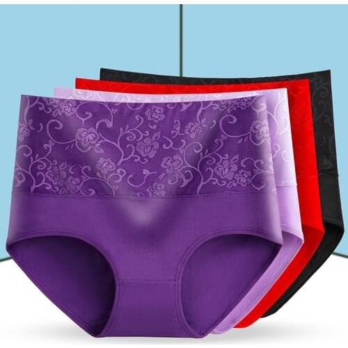 3PCS Womens Briefs Solid Comfortable Cotton Flower High Waist Underwear L-XXXL Sexy Panties Underwear women Plus Size