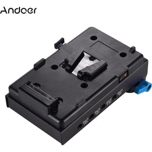 Andoer V Mount V-lock Battery Plate Adapter with 15mm Dual Hole Rod Clamp NP-FZ100 Dummy Battery Adapter for Sony A7III A7RIII