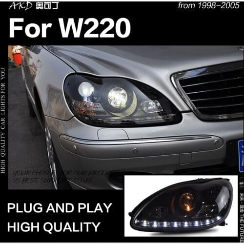 AKD Car Styling Head Lamp for BENZ W220 Headlights 1999-2005 S320 S350 LED Headlight DRL Angel Eye Hid Bi Xenon Auto Accessories