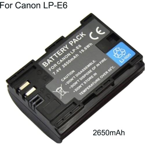 2650mAh Digital Camera Battery for Canon LP-E6 Battery For Canon EOS 60D 70D 80D 5DS R 5D Mark II III IV 6D 7D C700 XC15 Camera