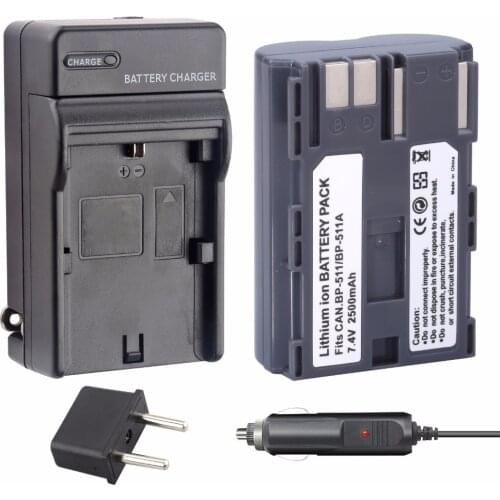 1pcs BP-511 BP 511 BP511 BP511A Battery + Charger for Canon EOS 40D 300D 5D 20D 30D 50D 2500mAh for canon accessories wholesale