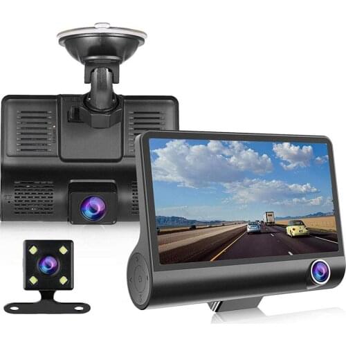 Car DVR 3 Cameras Lens 4.0 Inch Dash Camera Dual Lens suppor Rearview Camera Video Recorder Auto Registrator Dvrs Dash Cam