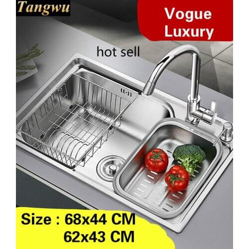Free shipping Apartment do the dishes kitchen single trough sink vogue luxury 304 stainless steel hot sell 680x440/620x430 MM