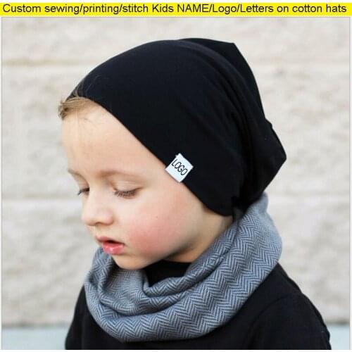 Free Custom Child Name Knit Winter Warm Ski Haak Flaphoed Cap Family DIY Printing Cap Beanie Kids Oversize Women Men Cotton hats