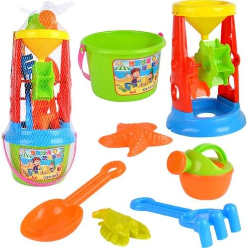 Baby Sand Toys 7pcs Beach Childrens Toy Castle Bucket Shovel Spade Tool Toy Digging Sand Sandbox Tool Water Game Juguetes