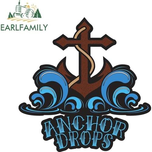EARLFAMILY 13cm x 12.6cm for Anchor Drops Waves Vinyl Car Stickers DIY Personality Scratch-proof Decoration Waterproof Decal