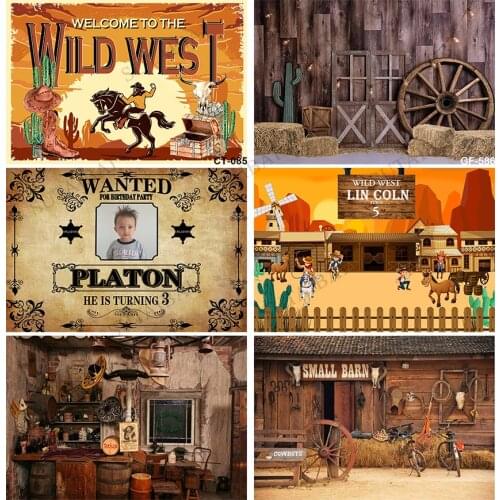 Wild West Backdrop for Photography Old Western Cowboy Saloon Saddle Background Party Decoration Banner Kids Man Children Boy