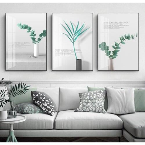 Nordic Canvas Painting Letter Modern Prints Plant Leaf Art Posters Prints Green Art Wall Pictures Living Room Unframed Poster