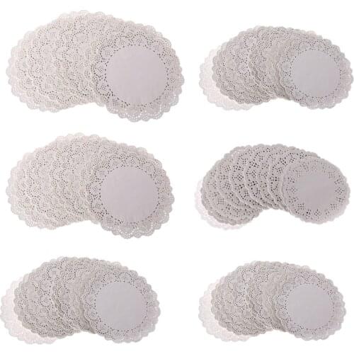 Hot Sale 200Pcs Round Lace Paper Mats Coasters Placemats Wedding Events Party Table Gift