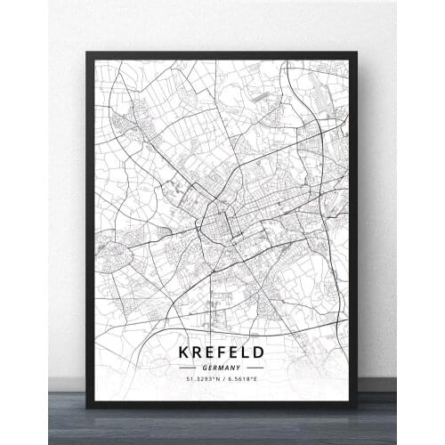 Krefeld Leipzig Lubeck Magdeburg Mainz Mannheim Monchengladbach Munich Munster Nuremberg Oberhausen Osnabruck Germany Map Poster