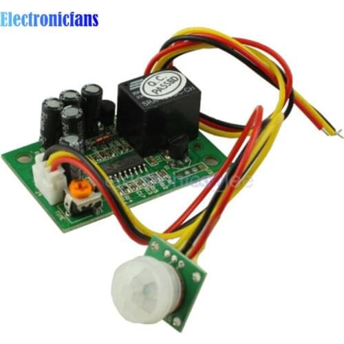 DC 12V PIR IR Pyroelectric Infrared Module Adjustable Relay Output Human Body Sensor