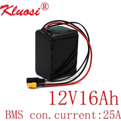 KLUOSI 3S5P 12V 16Ah 10.8V 12.6V Lithium Battery Pack with 25A BMS 250W High Capacity for Motor Scooter Solar Energy Light Etc