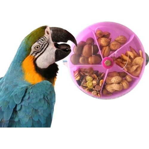 Legendog 1pc Parrot Feeder Creative Rotatable Wheel Grids Design Hanging Foraging Toy Bird Feeder Small Pet Feeding Supplies