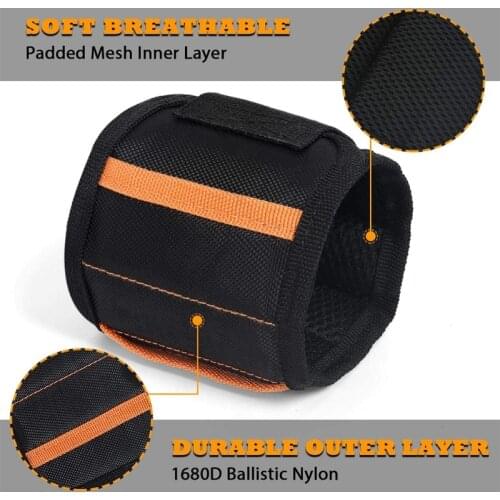 Magnetic Wristband Bag Tools Wrist Belt with 15 Strong Magnets for Holding Screws Nails Drill Bits